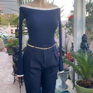 🔹🔹BLUE RIBBED KNIT OFF THE SHOULDER SWEATER TOP🔹🔹